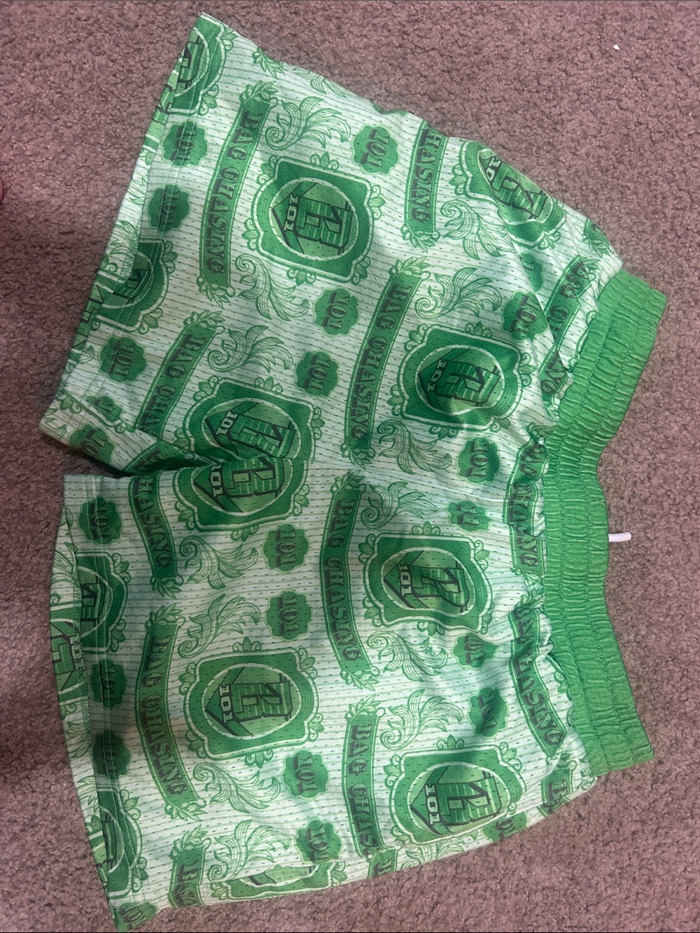 Kids Green Patterned Elastic-Waist Shorts with Crest Print